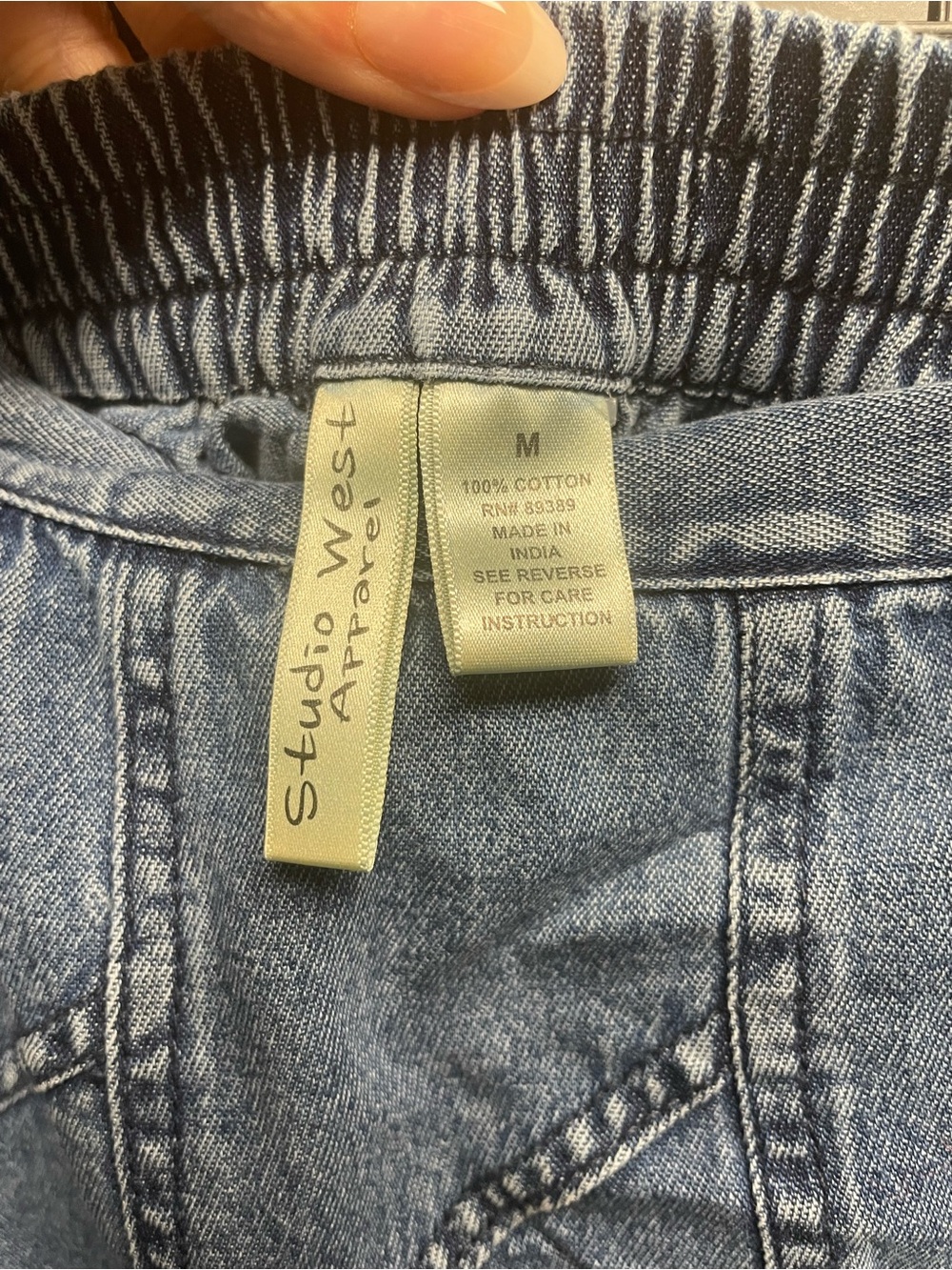 Studio West Light Blue Denim patchwork Casual Skirt - Picture 3 of 3